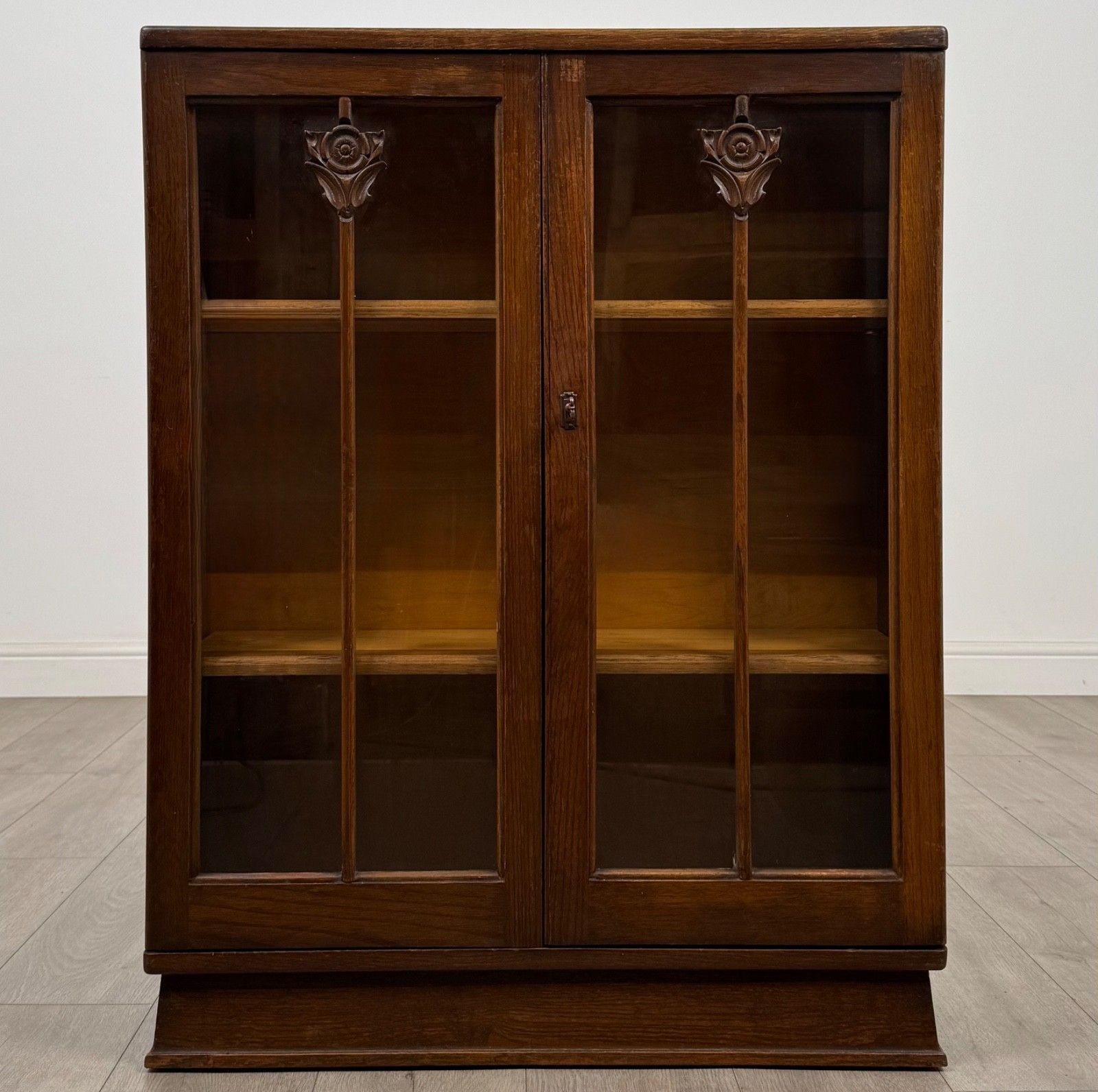 Antique 20th Century Edwardian Display Cabinet In Oak ( Af 5652 )