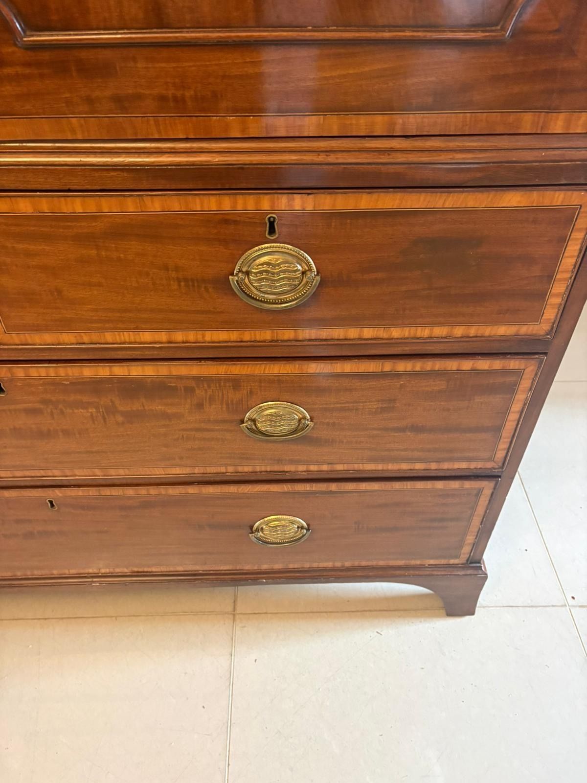 Furniture Antique Mahogany Satinwood Inlaid Housekeepers Wardrobe photo