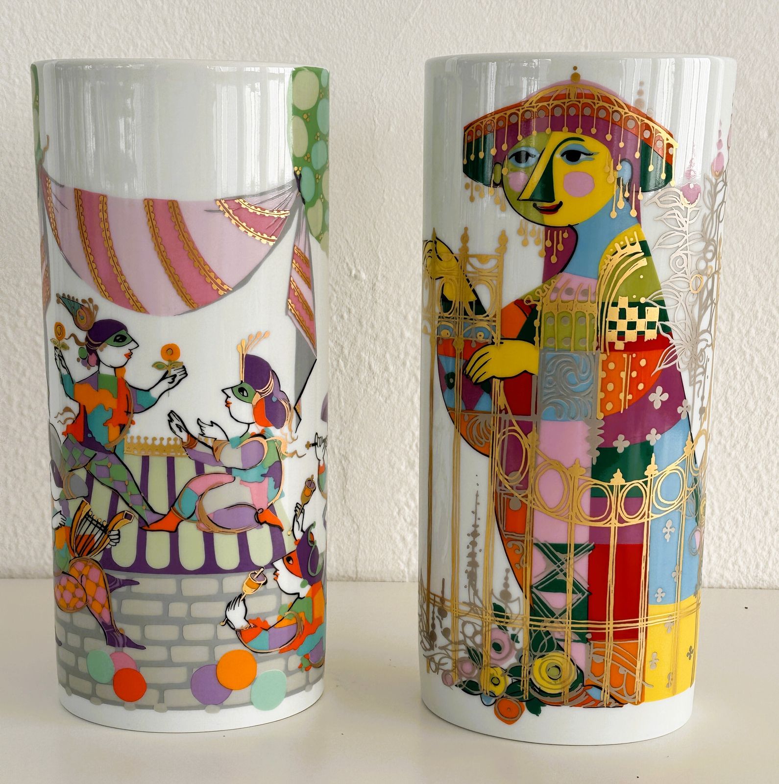 Pair Of Large Porcelain Vases By Björn Wiinblad For Rosenthal Germany, 1970s photo for sale