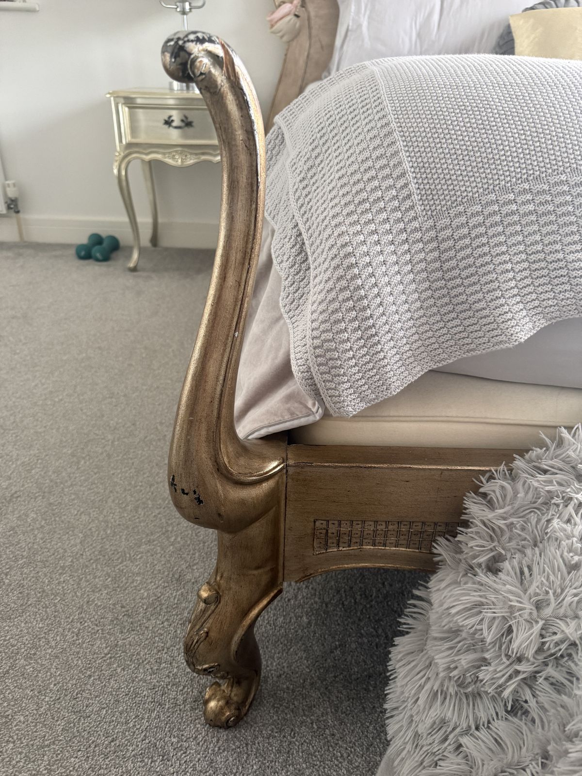 ‘ And So To Be D’versailles Leafed Super King Frame – Hand Carved Solid Wood French Style Bed photo furniture