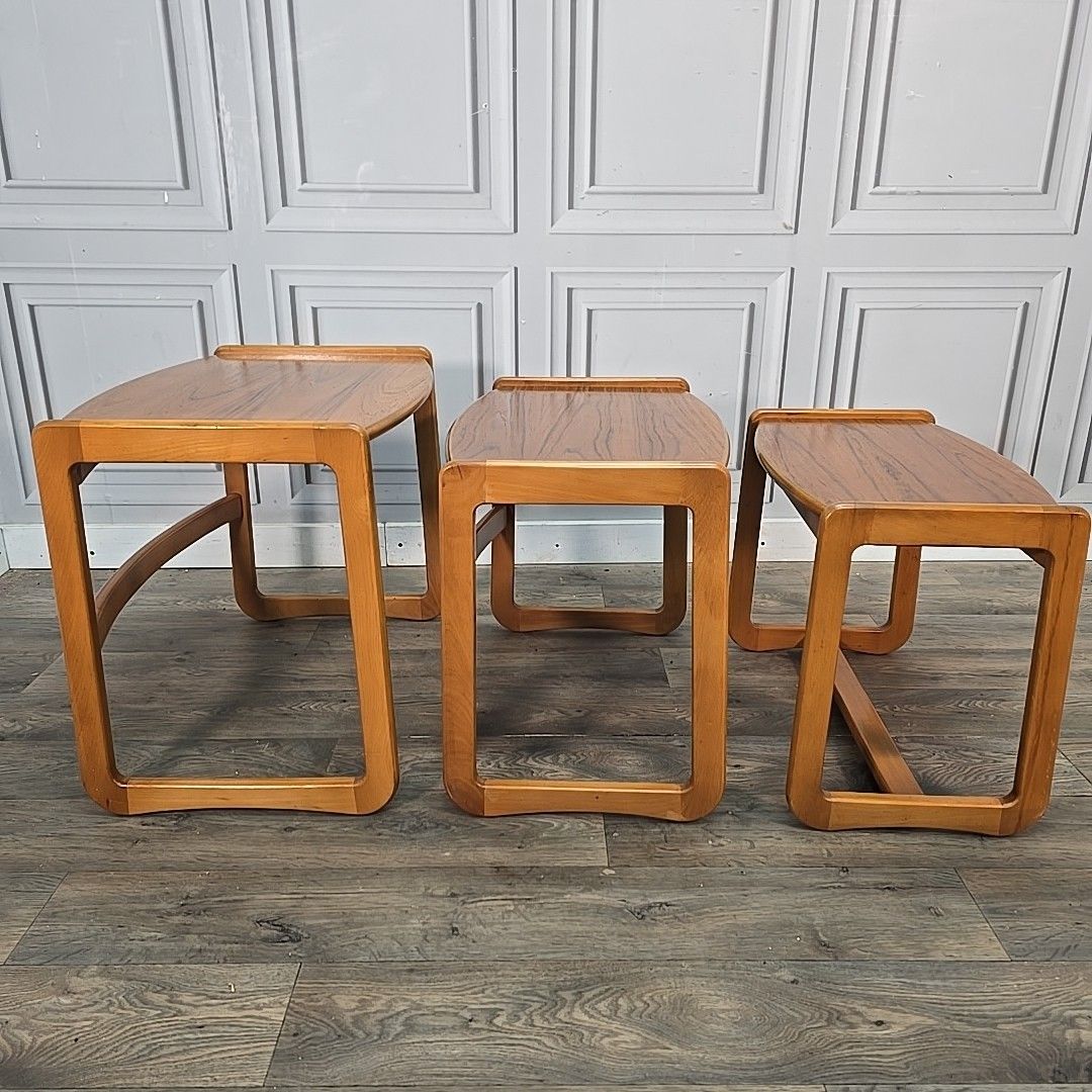 photo vinterior Vintage Nest Of Tables Teak Mid Century Side Nesting Tables Retro Mcm Danish