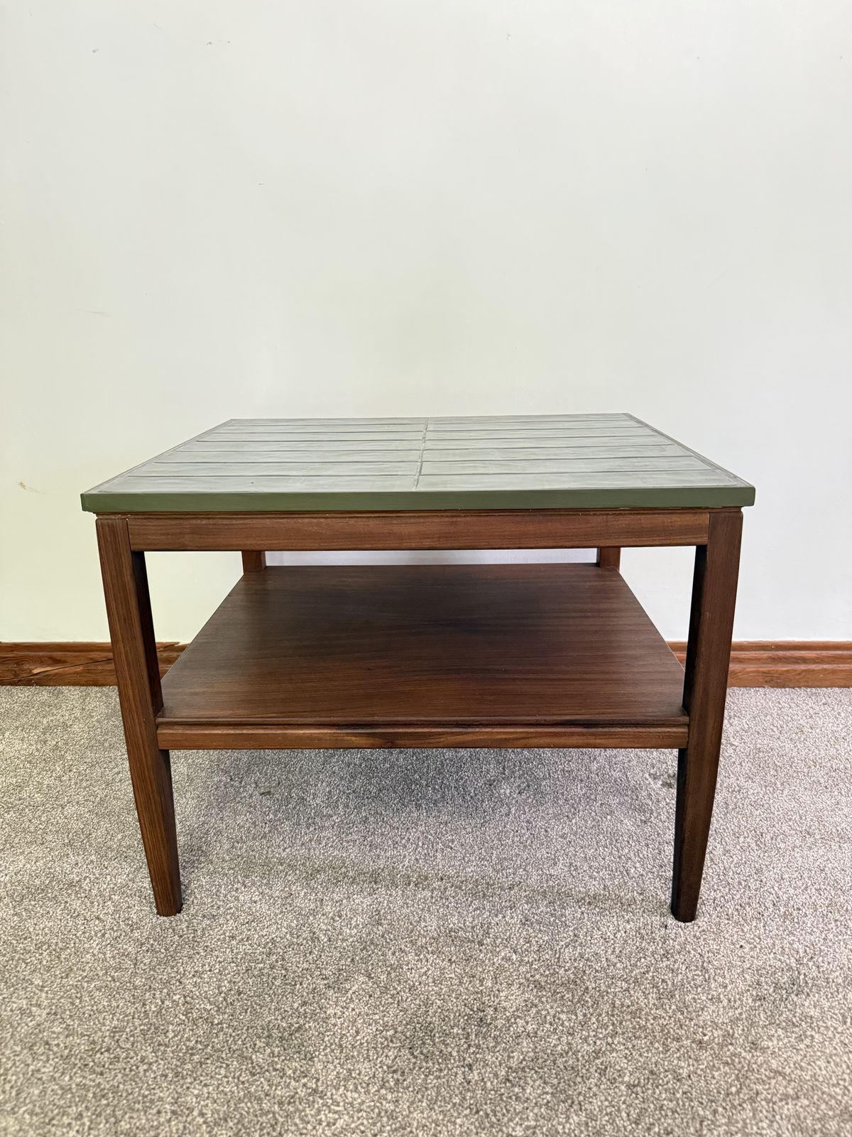 Mid Century Coffee Table With Hand Tiled Emerald Green Moroccan Top — One Of One photo 329.0