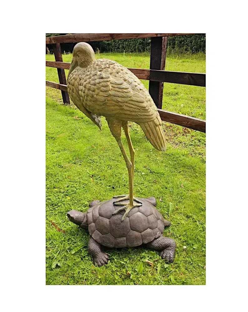 A Very Fine Bronze Animalier Garden Sculpture Of A Tortoise And A Heron photo 3439.0