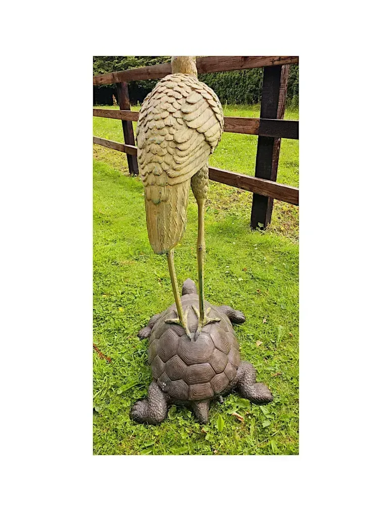 A Very Fine Bronze Animalier Garden Sculpture Of A Tortoise And A Heron photo buy