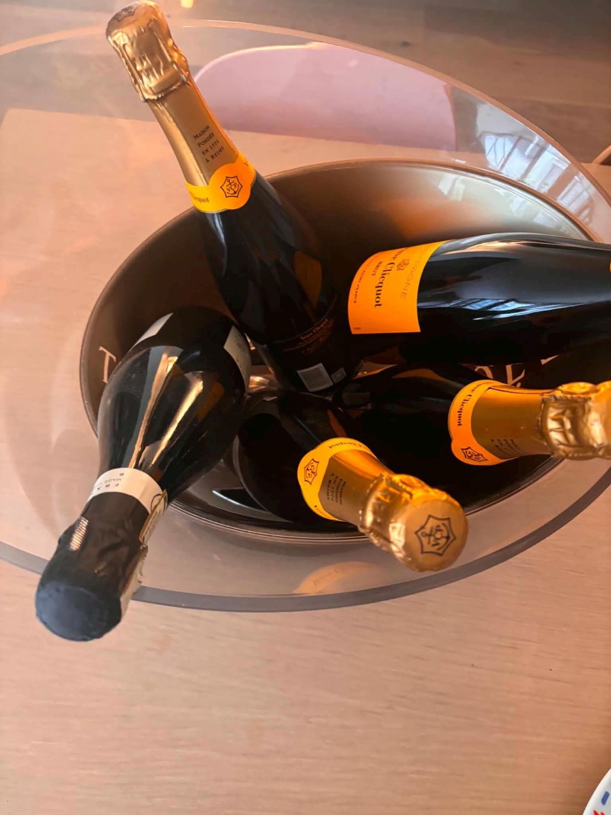 Large Moët & Chandon Champagne Bucket, Gold Clear Acrylic Multi Bottle Wine Cooler, French Vintage Party Ice Bucket For 4 5 Bottles photo 388.0