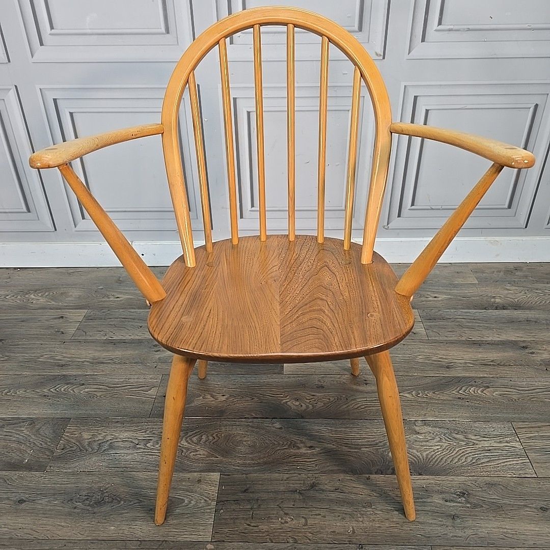 Vintage Ercol Windsor Armchair Blonde Elm Beech Dining Chair Seat Mid Century photo Furniture