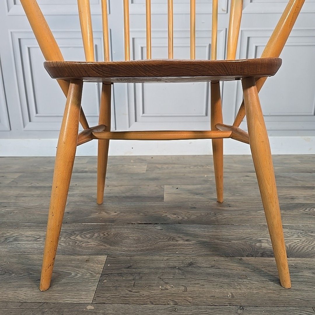 photo furniture Vintage Ercol Windsor Armchair Blonde Elm Beech Dining Chair Seat Mid Century