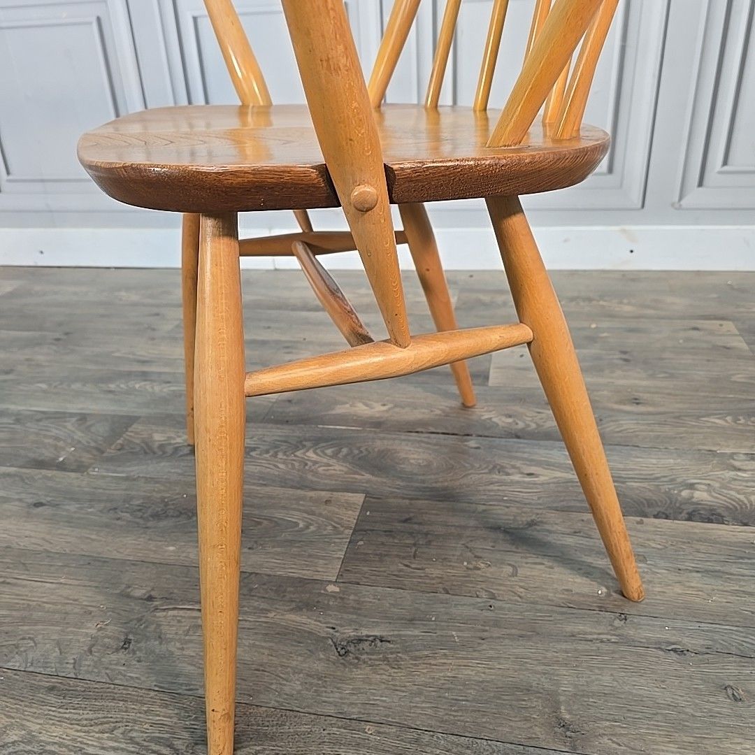 Furniture Vintage Ercol Windsor Armchair Blonde Elm Beech Dining Chair Seat Mid Century photo