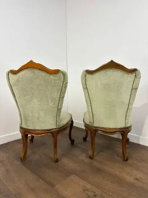 Pair Of Reproduction Upholstered Bedroom Chairs photo 269.0