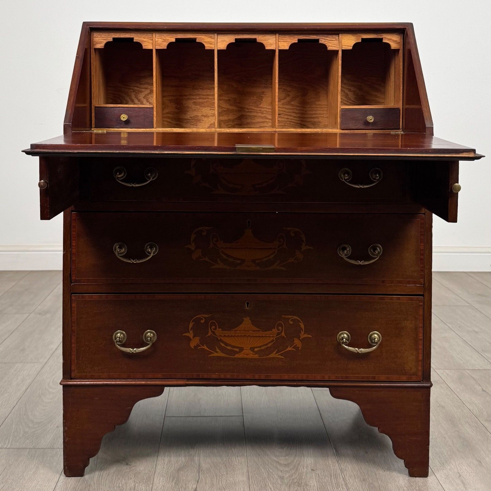 Antique 20th Century Inlaid Edwardian Bureau In Mahogany ( Af 5689 ) photo furniture