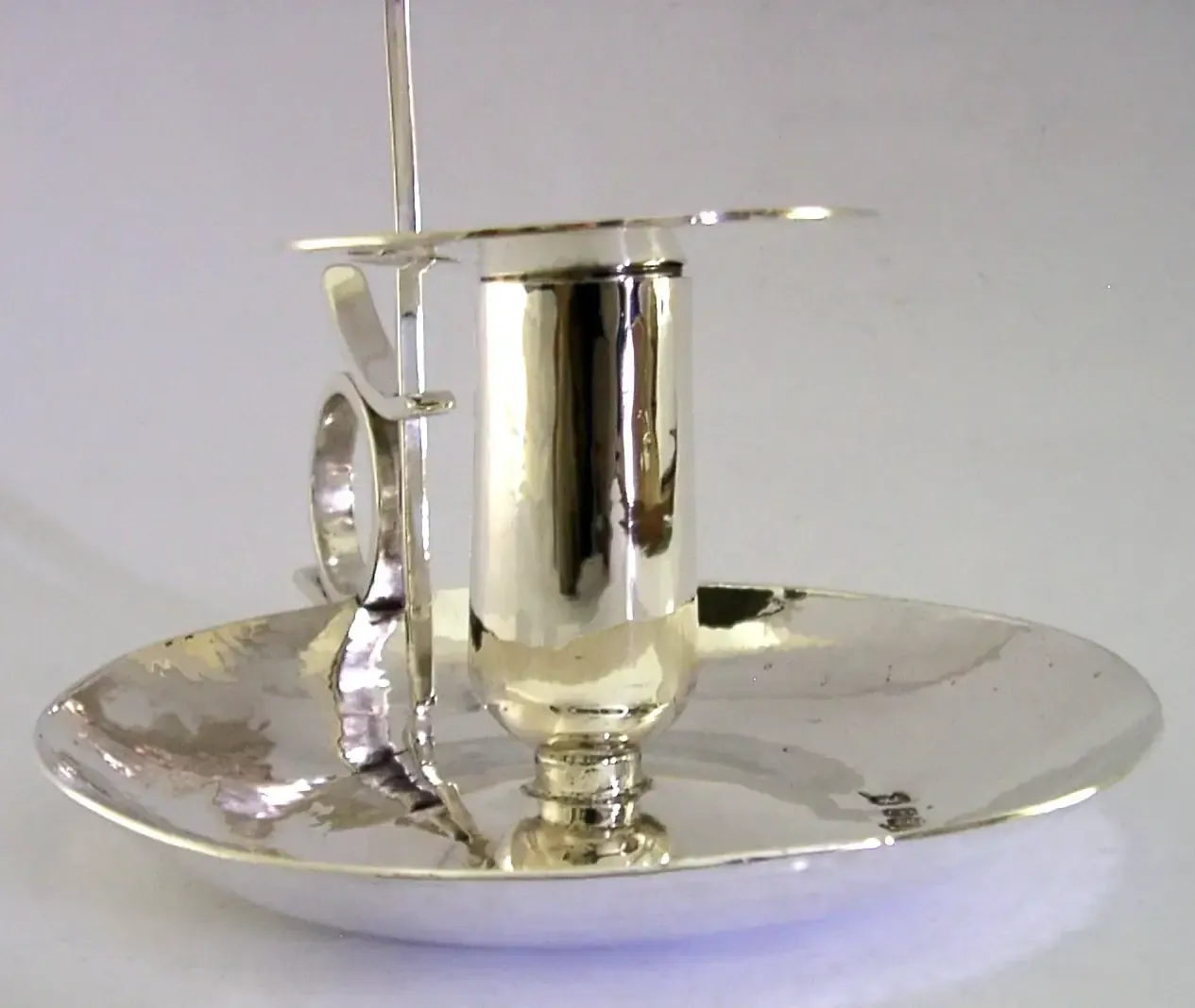 256g Scottish Sterling Silver Chamberstick Candle Holder & Snuffer 1977 photo for sale