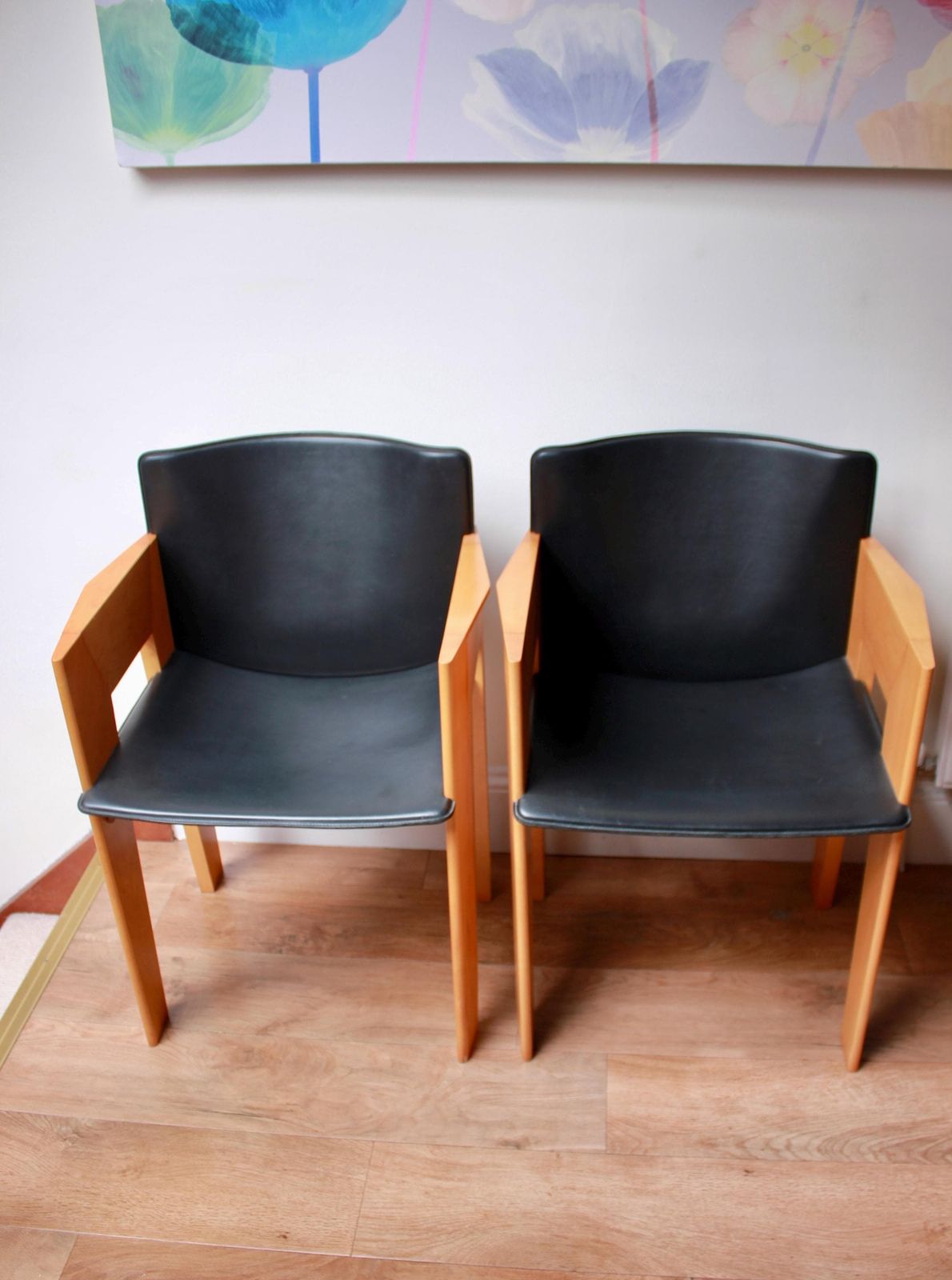 Set Of 2 Vintage Leather Dining/Occasional Chairs By Arnold Merckx For Arco photo buy