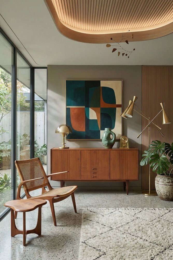 photo vintage Mid-Century Scandinavian Modern Teakhouten Dressoir Met Lades, jaren 1960