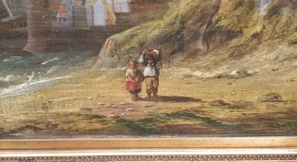 photo furniture South Coast Of England Oil Painting Signed Wm Shayer Snr . Circa Mid 19 Th Century