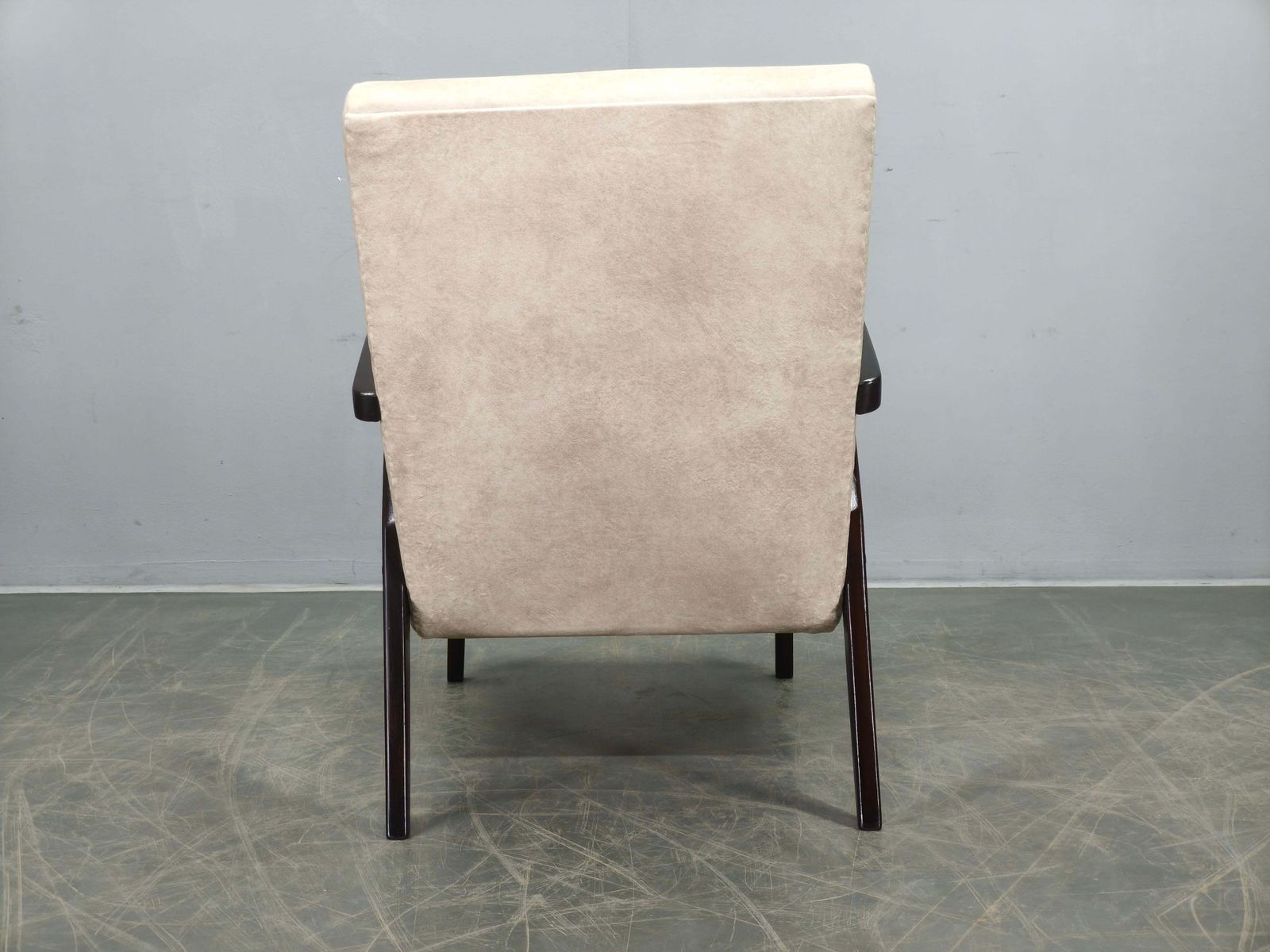 Fauteuil de salon mid-century en velours crème, Tchécoslovaquie, années 1960 photo 778.0