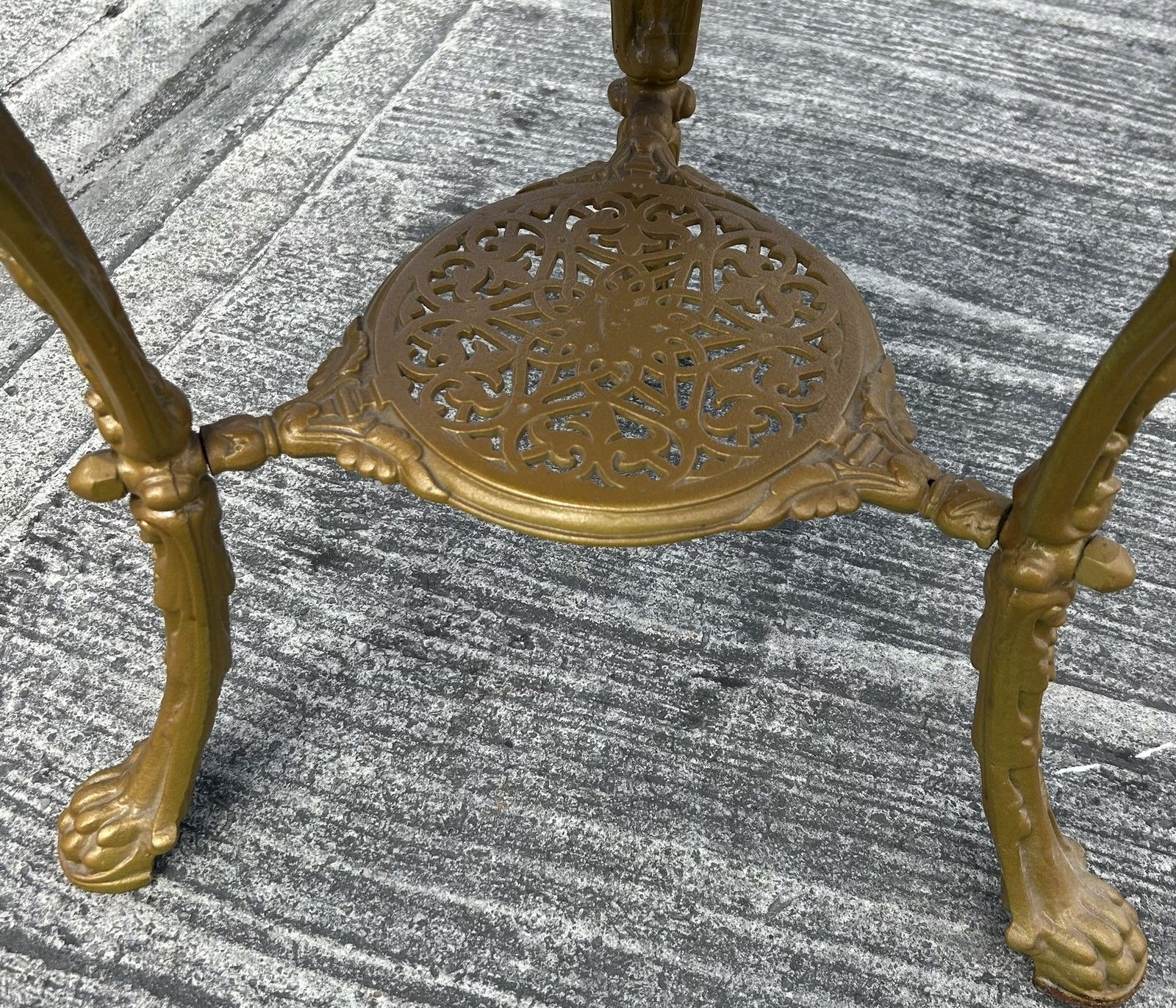photo for sale Antique Detailed Cast Iron Britannia Base Pub Tavern Table Original Gold Paint