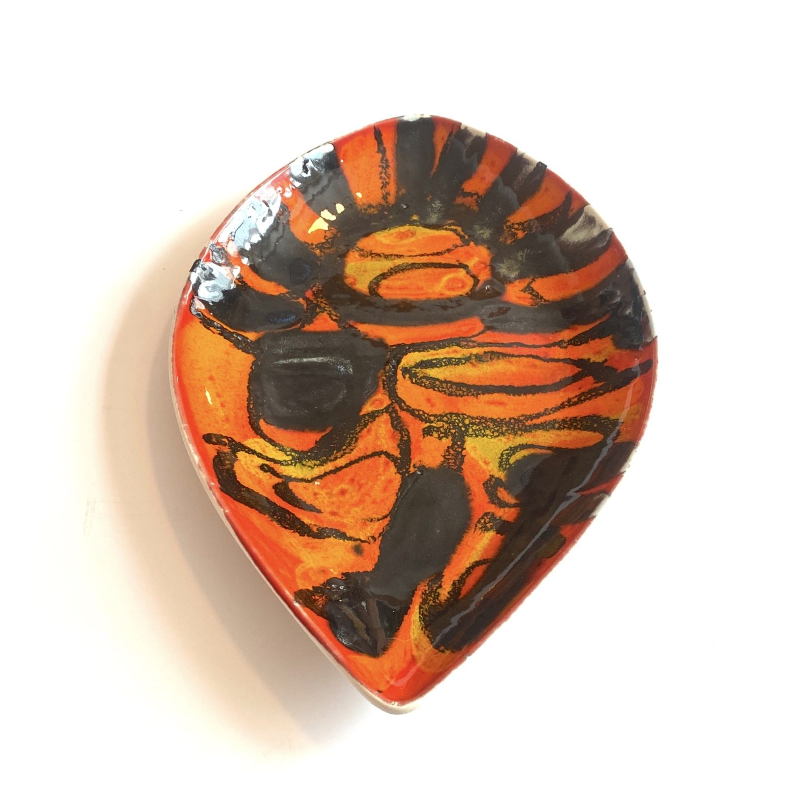 Poole Pottery Delphis Teardrop Dish, Shape 91, Veelkleurig Glazuur, 1970 Engels Aardewerk photo vinterior