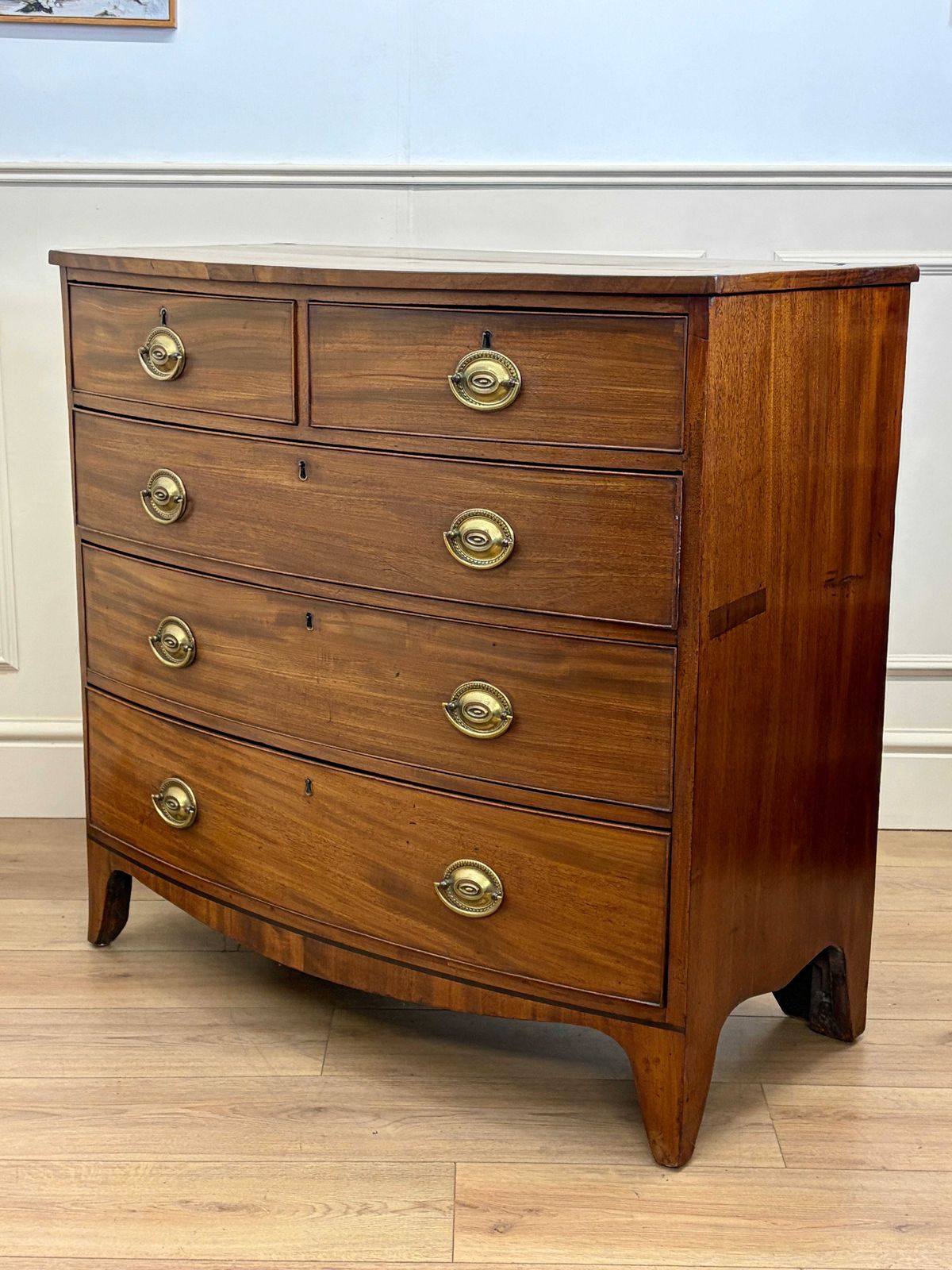 Antique Small George III Mahogany Bow Front Chest Of Drawers photo Furniture