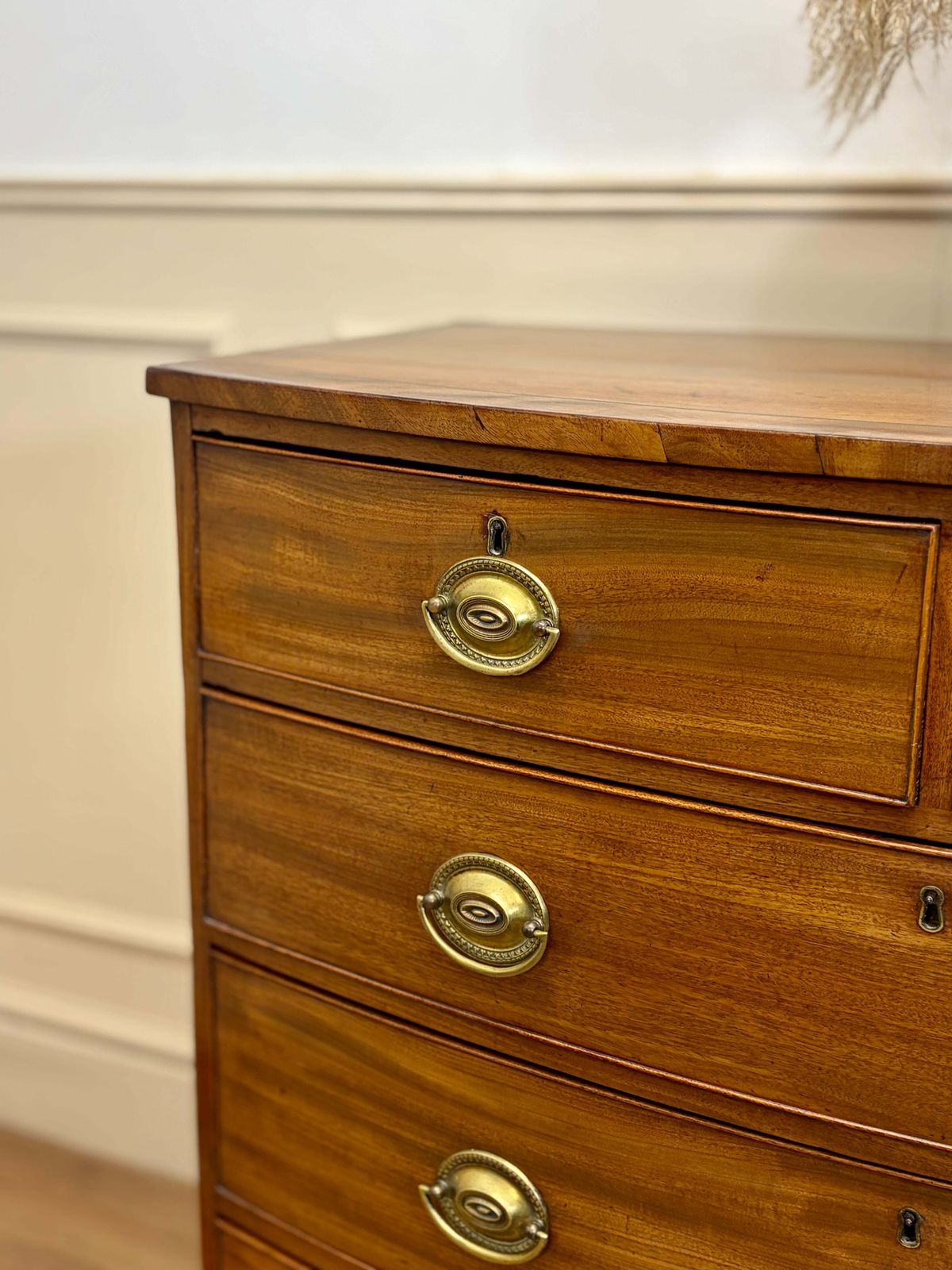 Antique Small George III Mahogany Bow Front Chest Of Drawers photo vintage