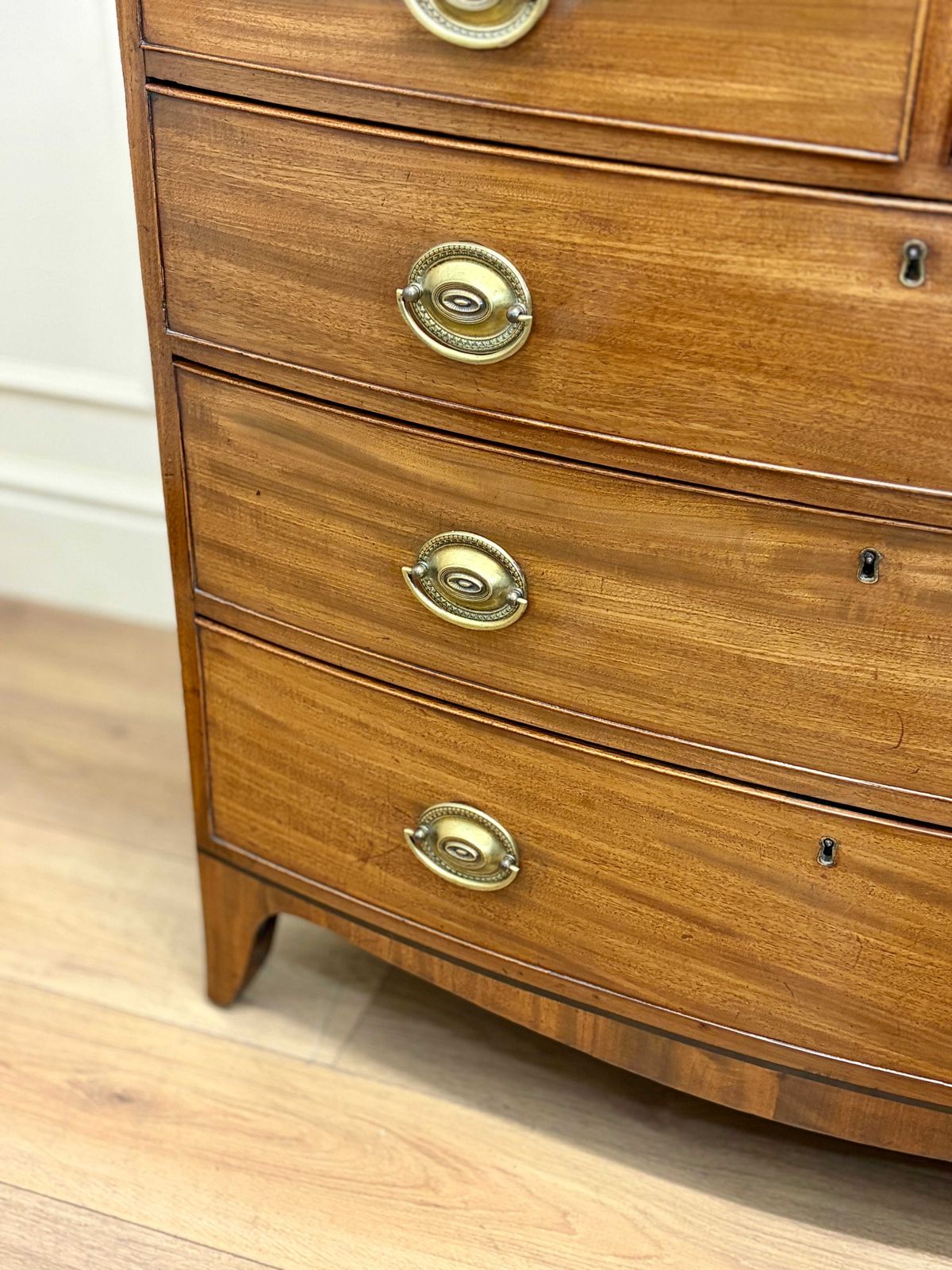photo buy Antique Small George III Mahogany Bow Front Chest Of Drawers
