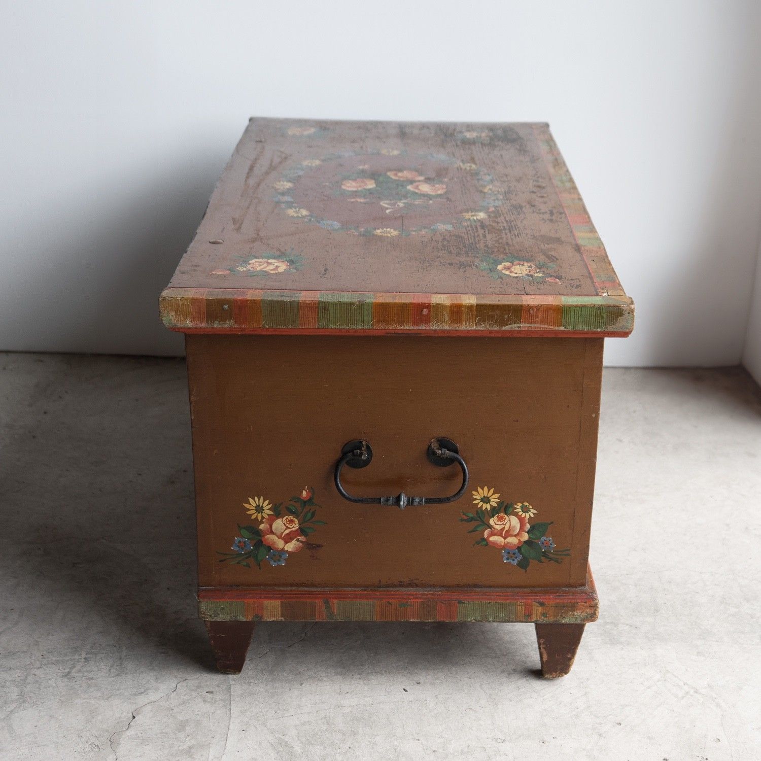 photo for sale Antique Swedish Folk Art Marriage Chest Storage Box, Early 19th Century