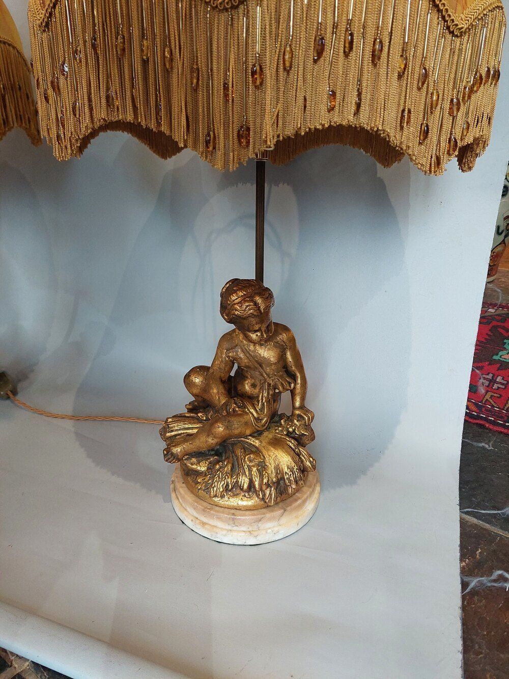 Pair Of Italian Gilt & Alabaster Cherubic Lamps photo furniture
