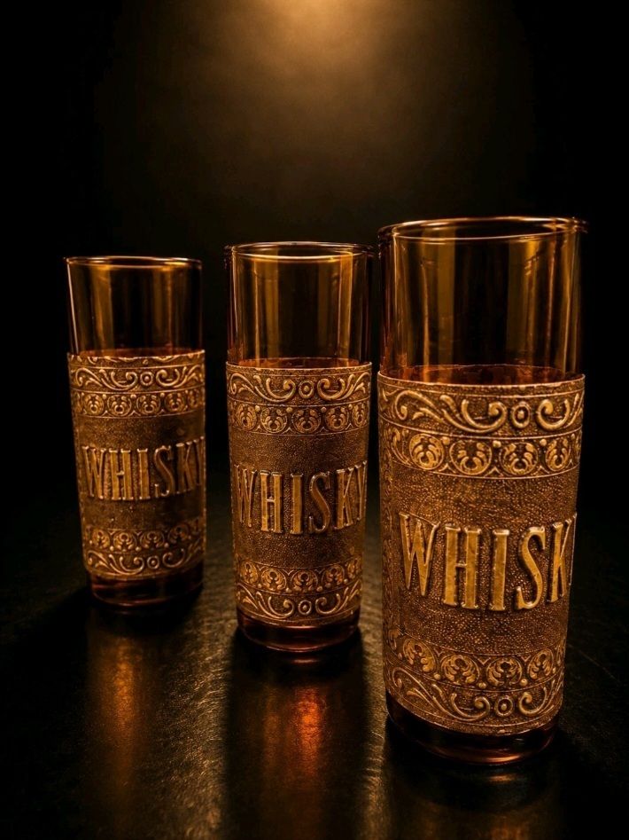 Amber Whisky Decanter Set Glasses Retro Barware photo Home Decor