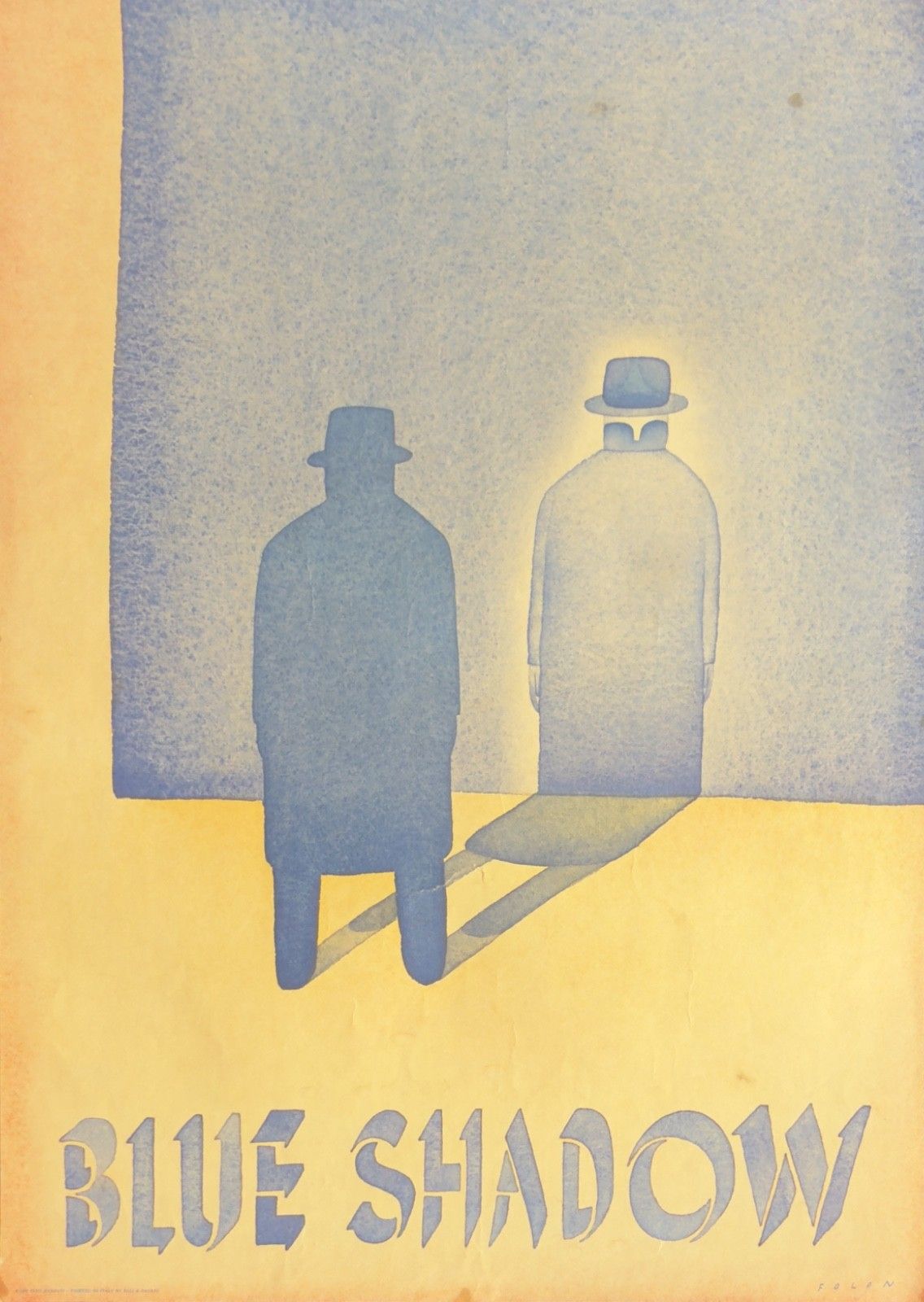 Jean Michel Folon Vintage Blue Shadow Poster 1980 Art Belgium