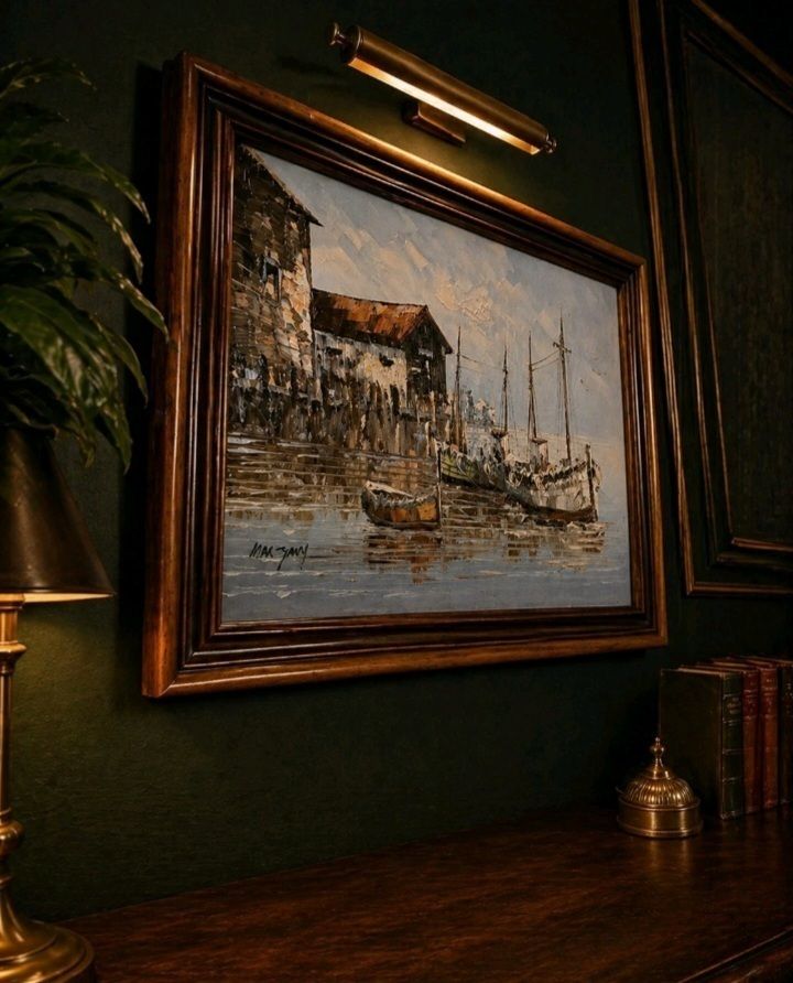 Masterpiece Max Savy Original Signed Oil Painting Harbour Scene Impasto Framed photo buy