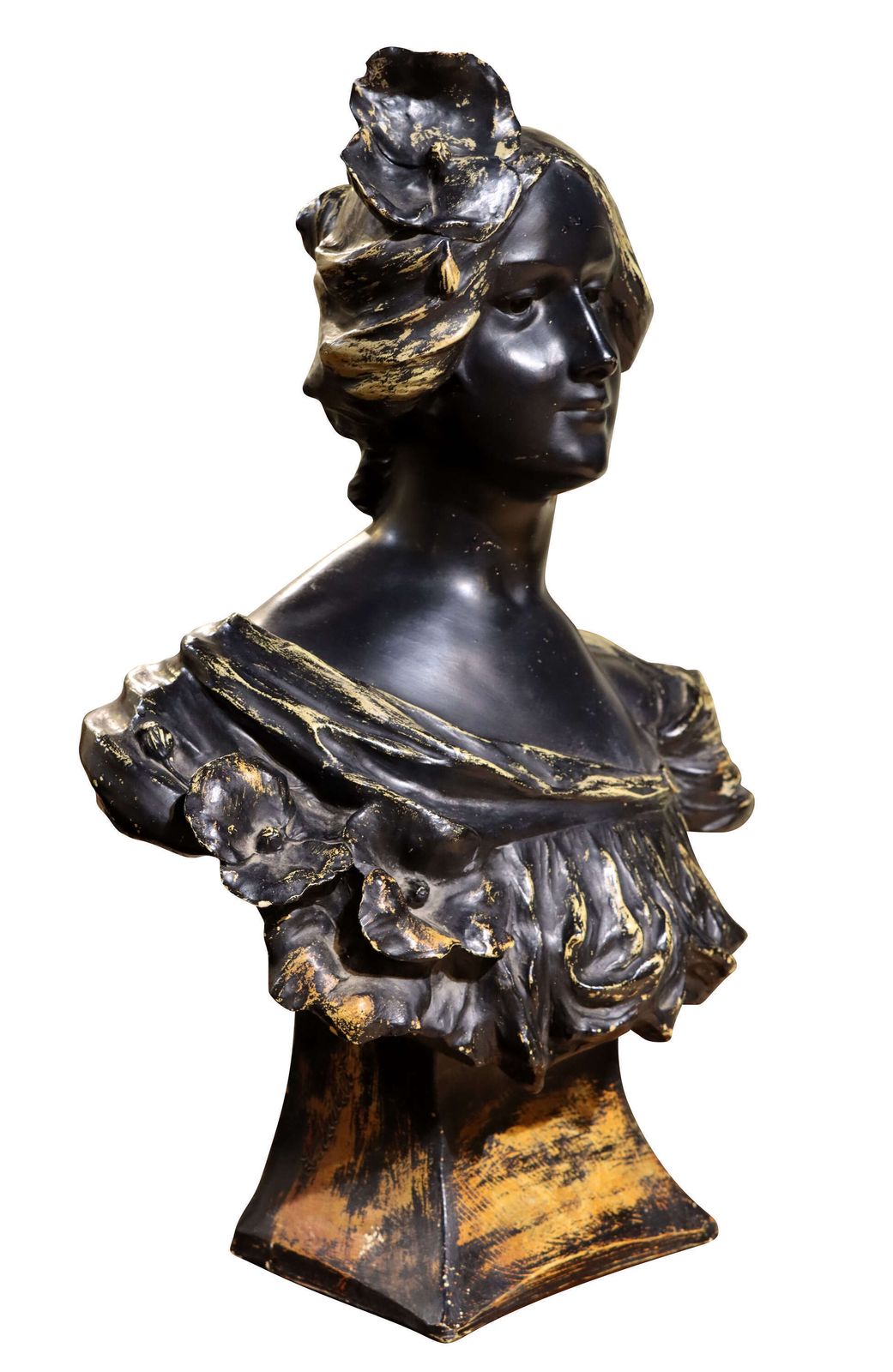 Signed L. Mattei French Art Nouveau Patinated Spelter Bust Of A Young Woman, Circa 1900 photo furniture