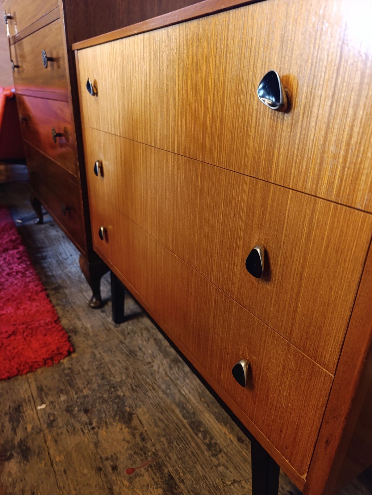 Austinsuite Mid Century Teak Chest Of Drawers | 1960s British Modern With Teardrop Handles photo Furniture