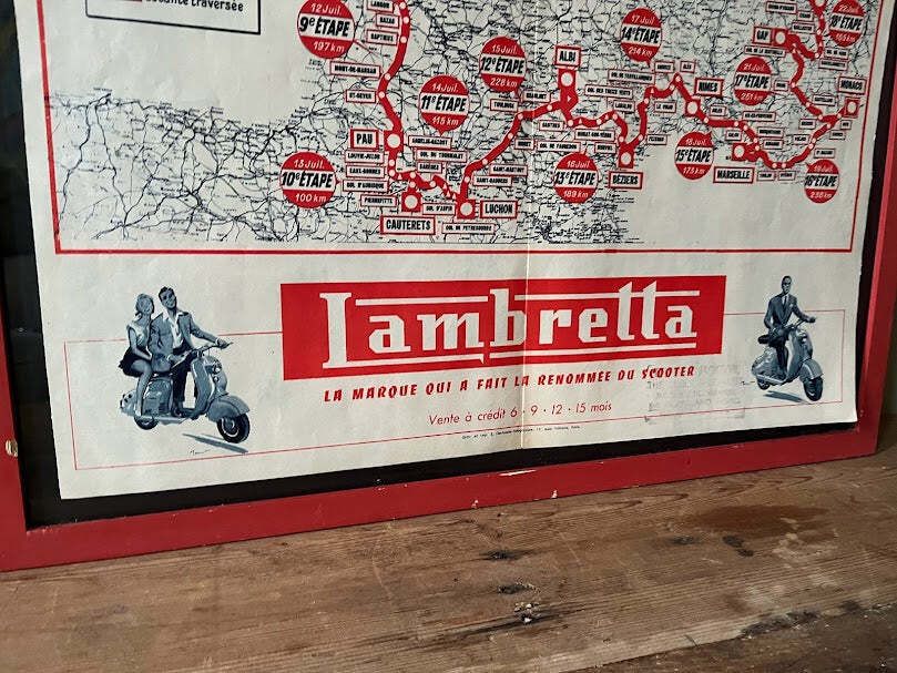 Tour De France Lambretta Vintage Route Map 1953 photo furniture
