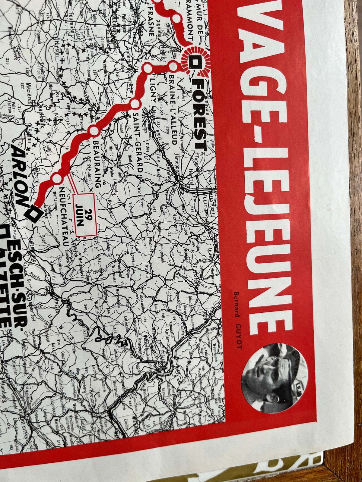 Vintage Cycling Print   Tour De France Route Map, 1968 photo Art