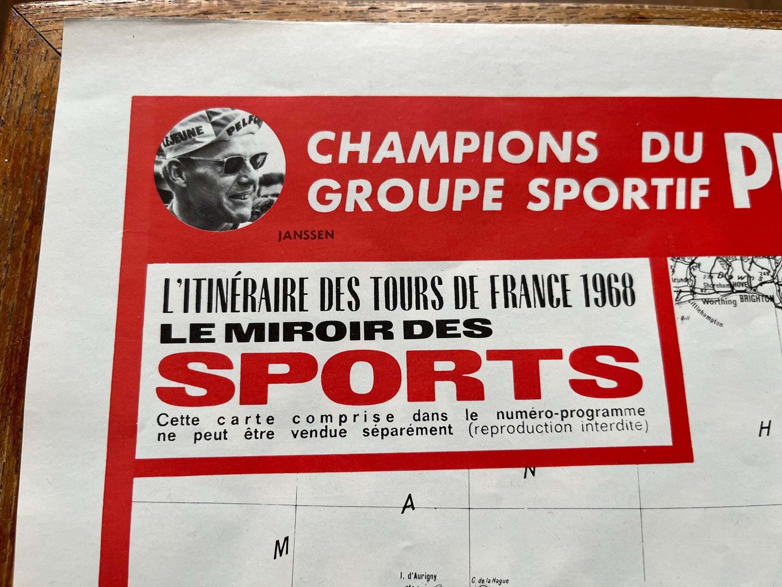 photo furniture Vintage Cycling Print   Tour De France Route Map, 1968
