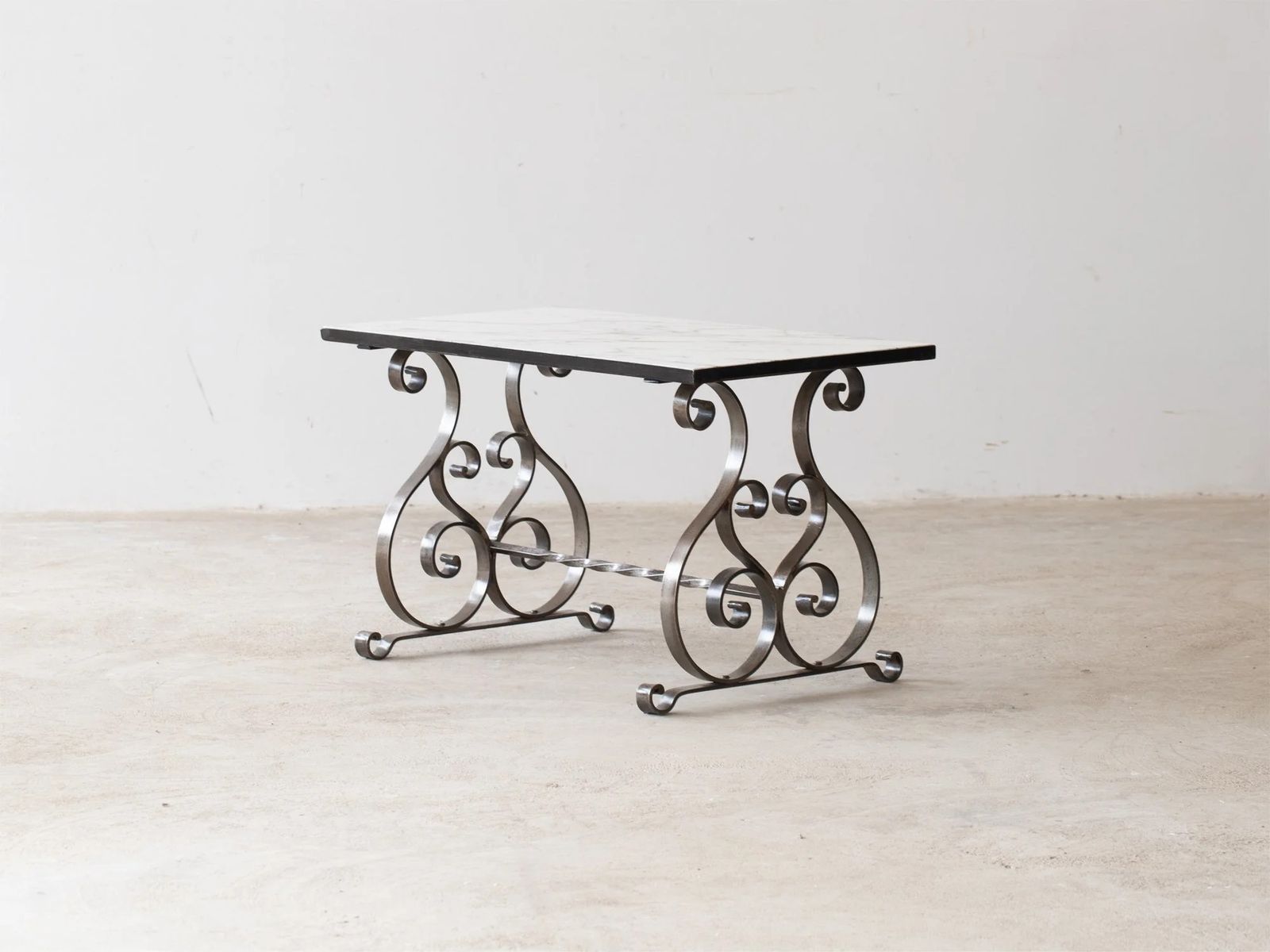 French Marble & Iron Coffee Table
