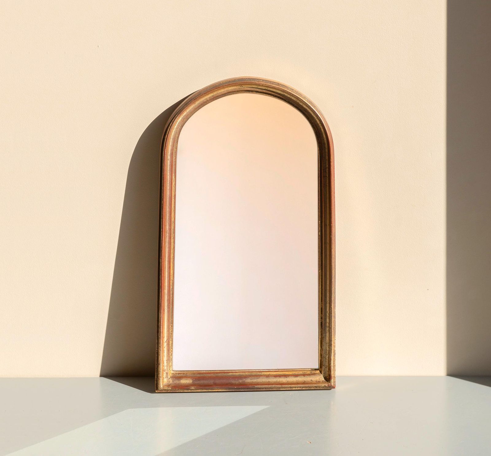 Vintage Deknudt Arch Mirror   Belgian Gold Leaf Wooden Wall Mirror   Hollywood Regency Style