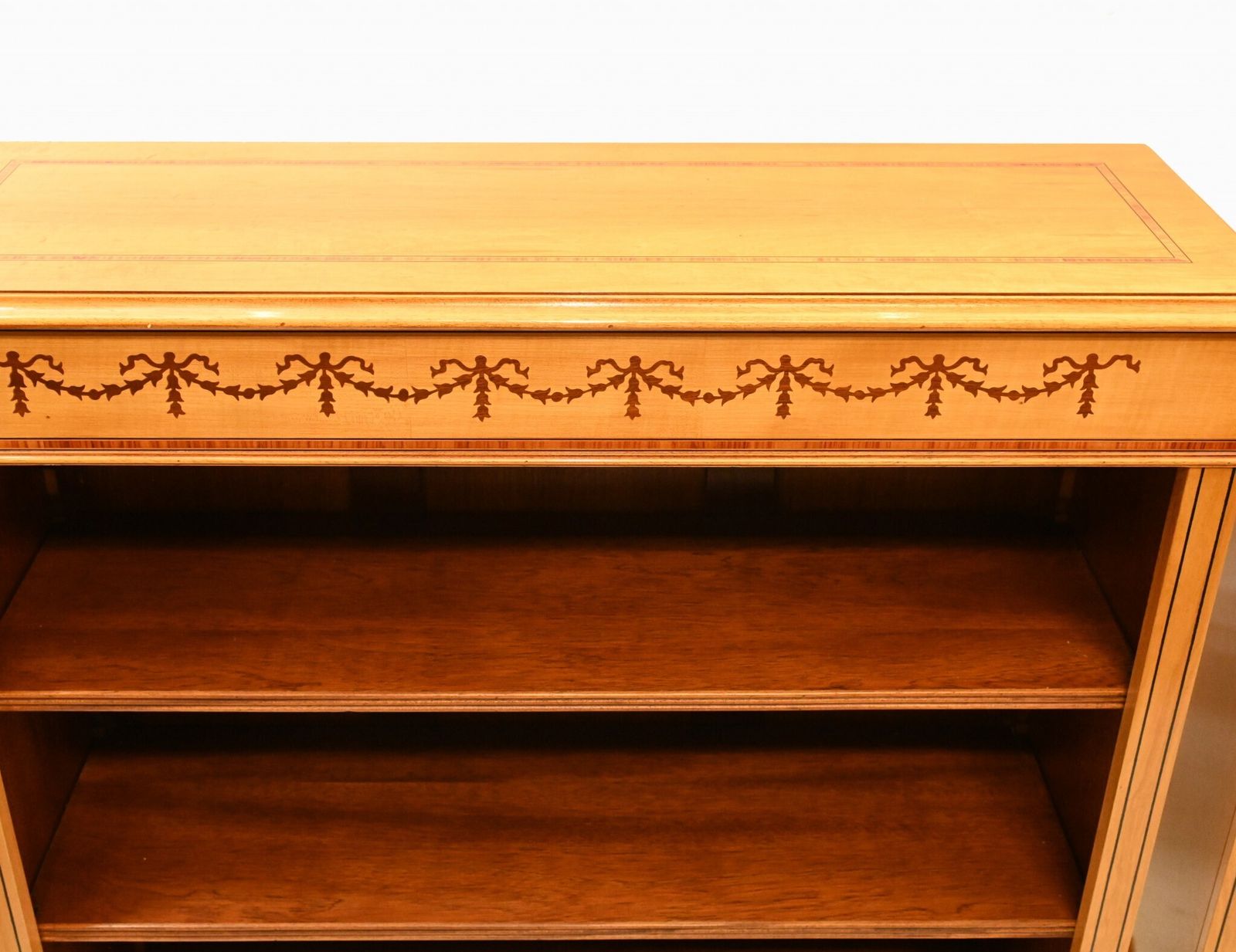 2220.0 Pair Regency Bookcases   Satinwood Open Front Sheraton Inlay Bespoke photo