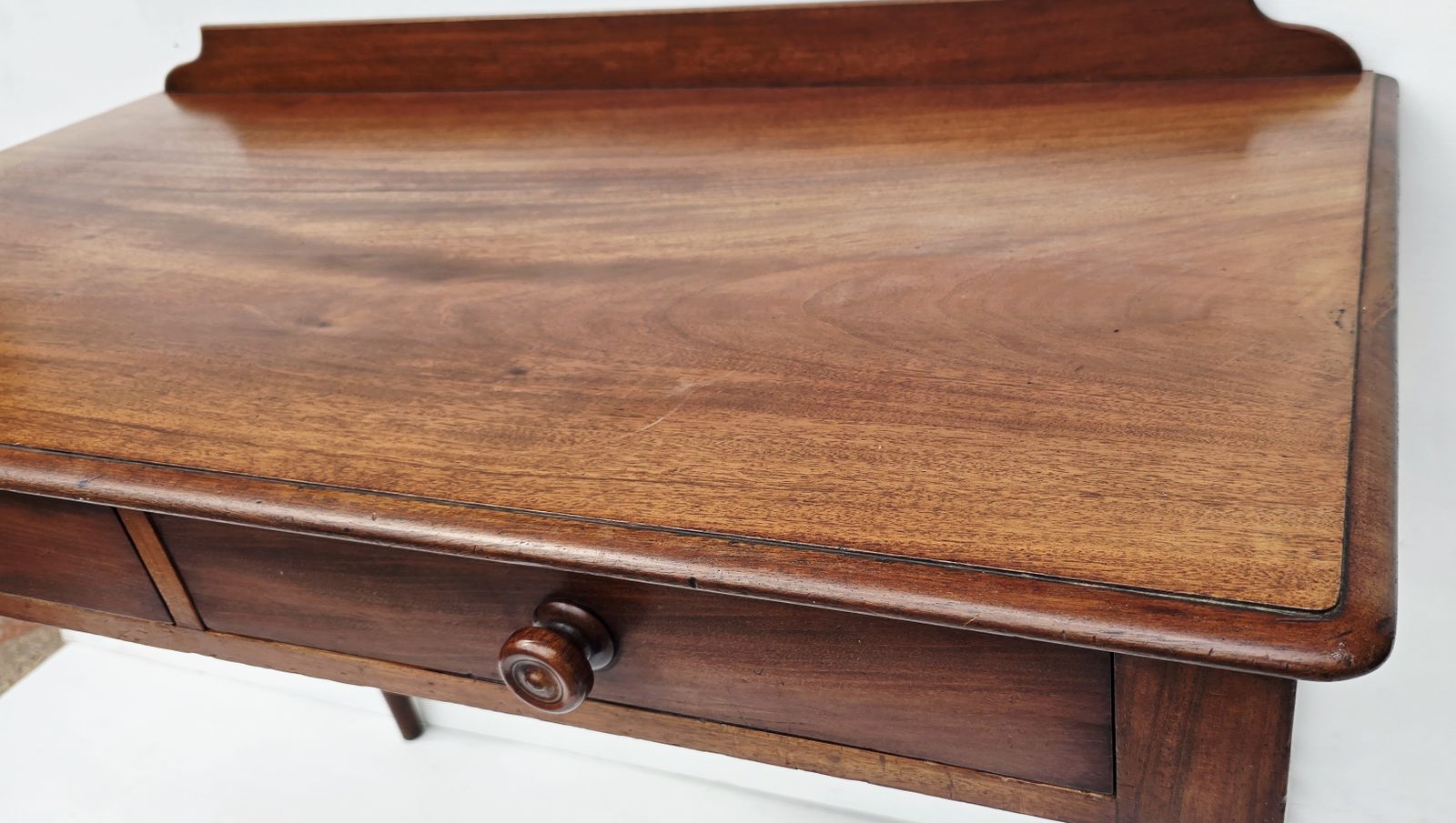An Antique Mahogany Writing Desk On Turned Legs, 19th C. photo 750.0