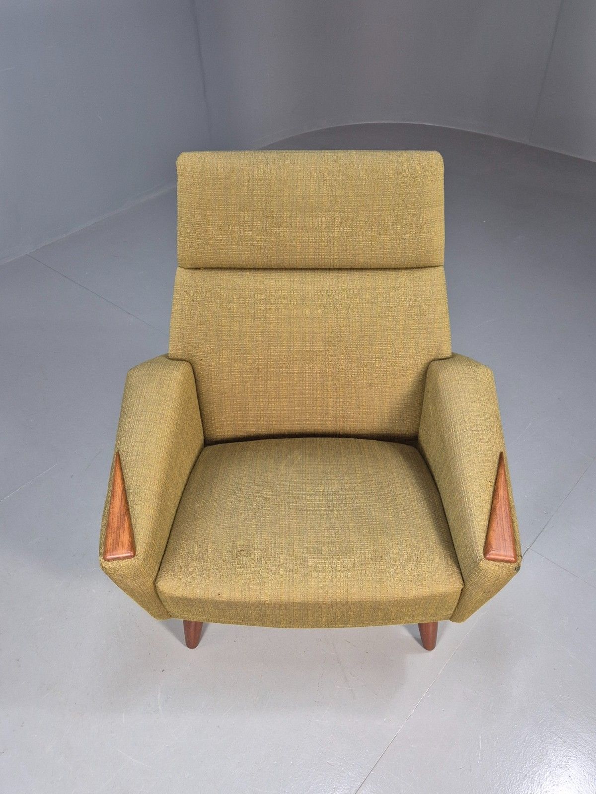 Vintage Mid Century Armchair Danish Original Green Teak Paws 1960s Retro Eb8483 photo for sale