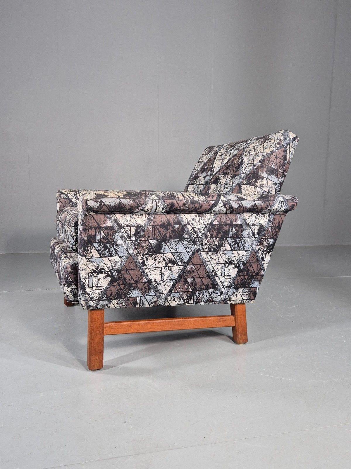 Vintage Midcentury Modern Lounge Chair Swedish Design Abstract Pattern Eb11100 photo furniture