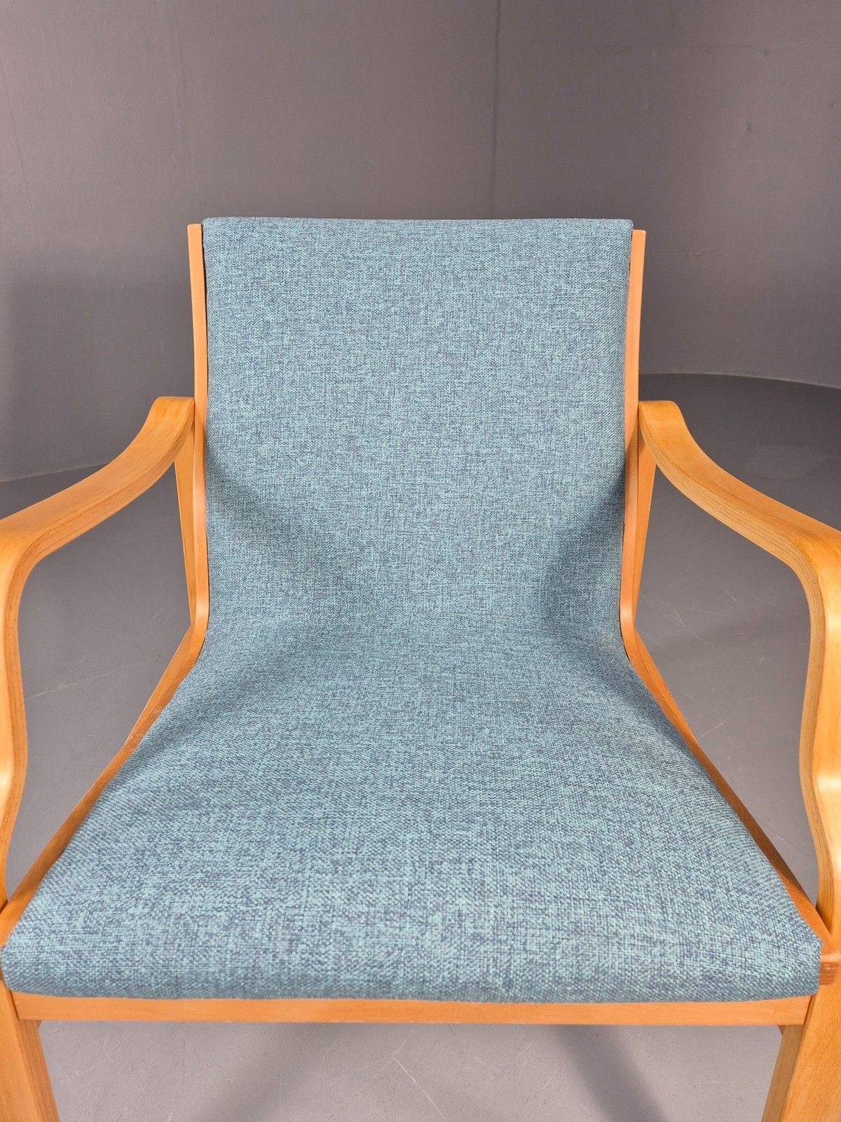 350.0 Vintage Farstrup Mid Century Chair New Blue Upholstery Bentwood Frame Eb11211 photo