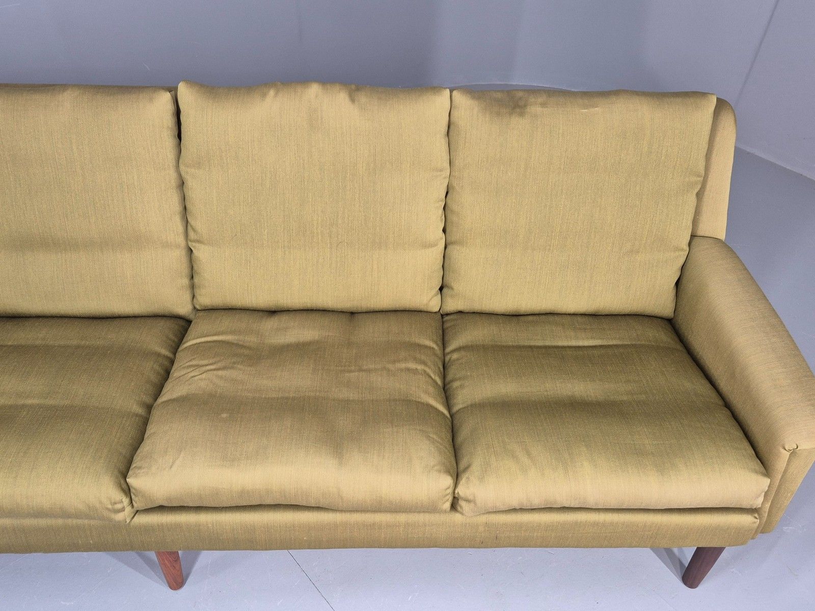 Vintage Mid Century 4 Seat Sofa Green Cotton Upholstery 1960s Retro Eb11374 photo buy