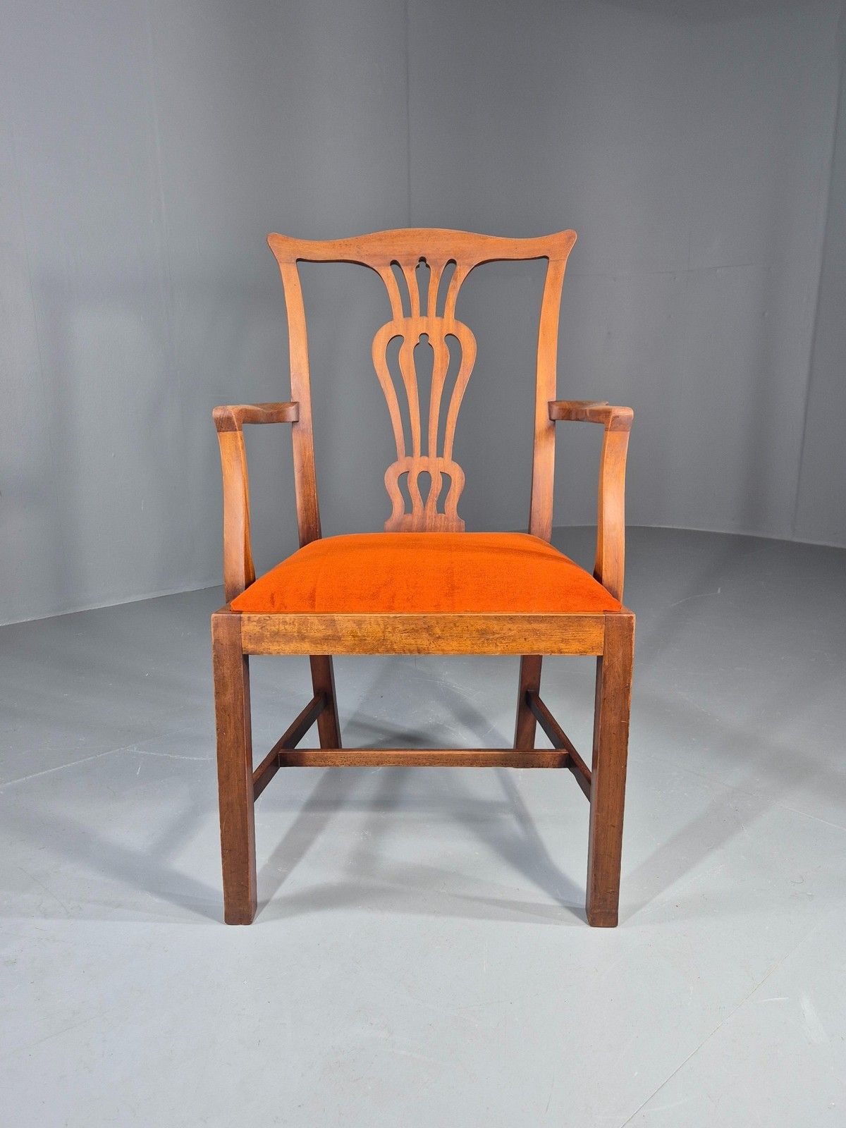 Hepplewhite Revival Oak Elbow Chair Antique New Seat Pad Eb11931 photo furniture