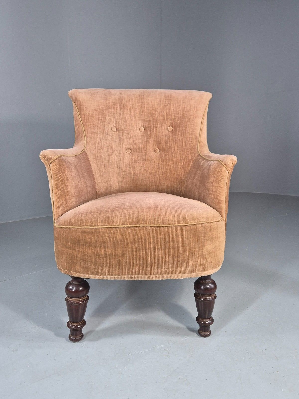 Antique Tub Chair Danish Peach Velour Upholstery 1900s  Eb11934 photo for sale