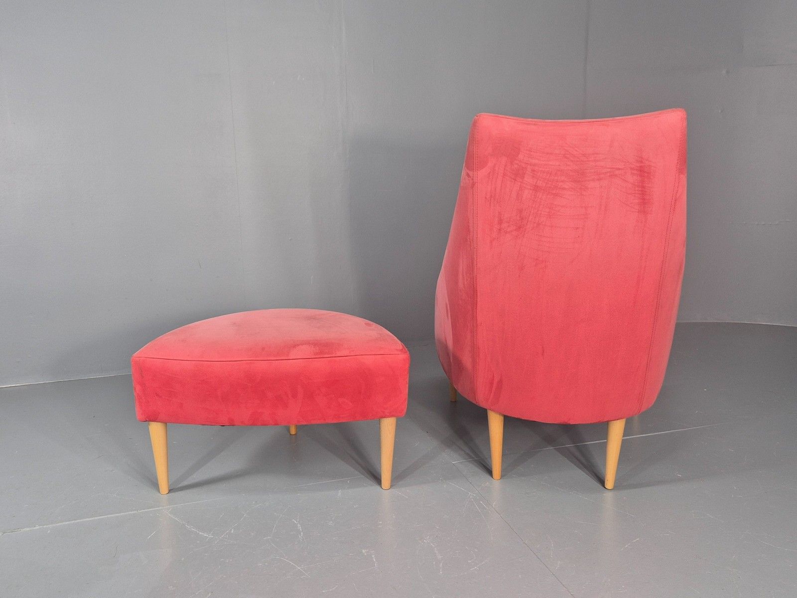 Vintage Silencio Chair And Footstool Pink Velvet Design Richard Ferrer  Eb11943 photo buy