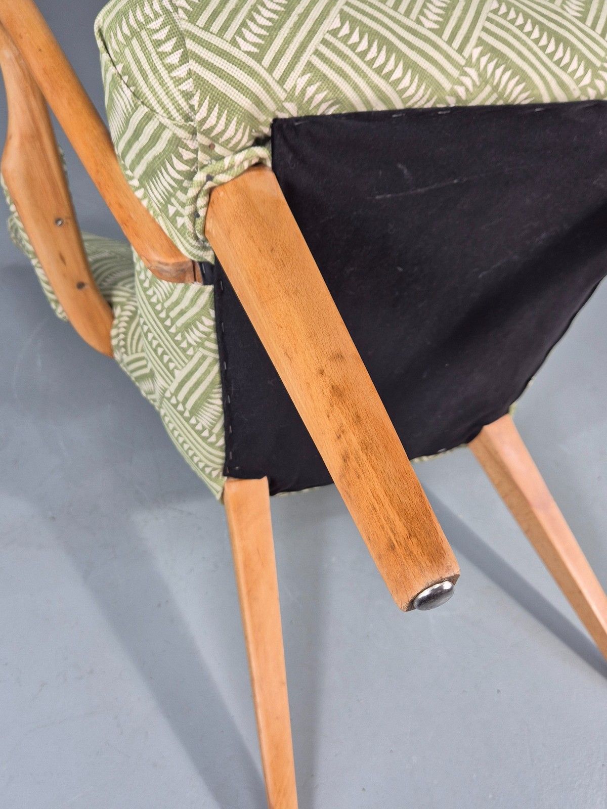 550.0 Vintage 1950s Lounge Chair Cintique Beechwood Frame New Upholstery Retro Eb11948 photo
