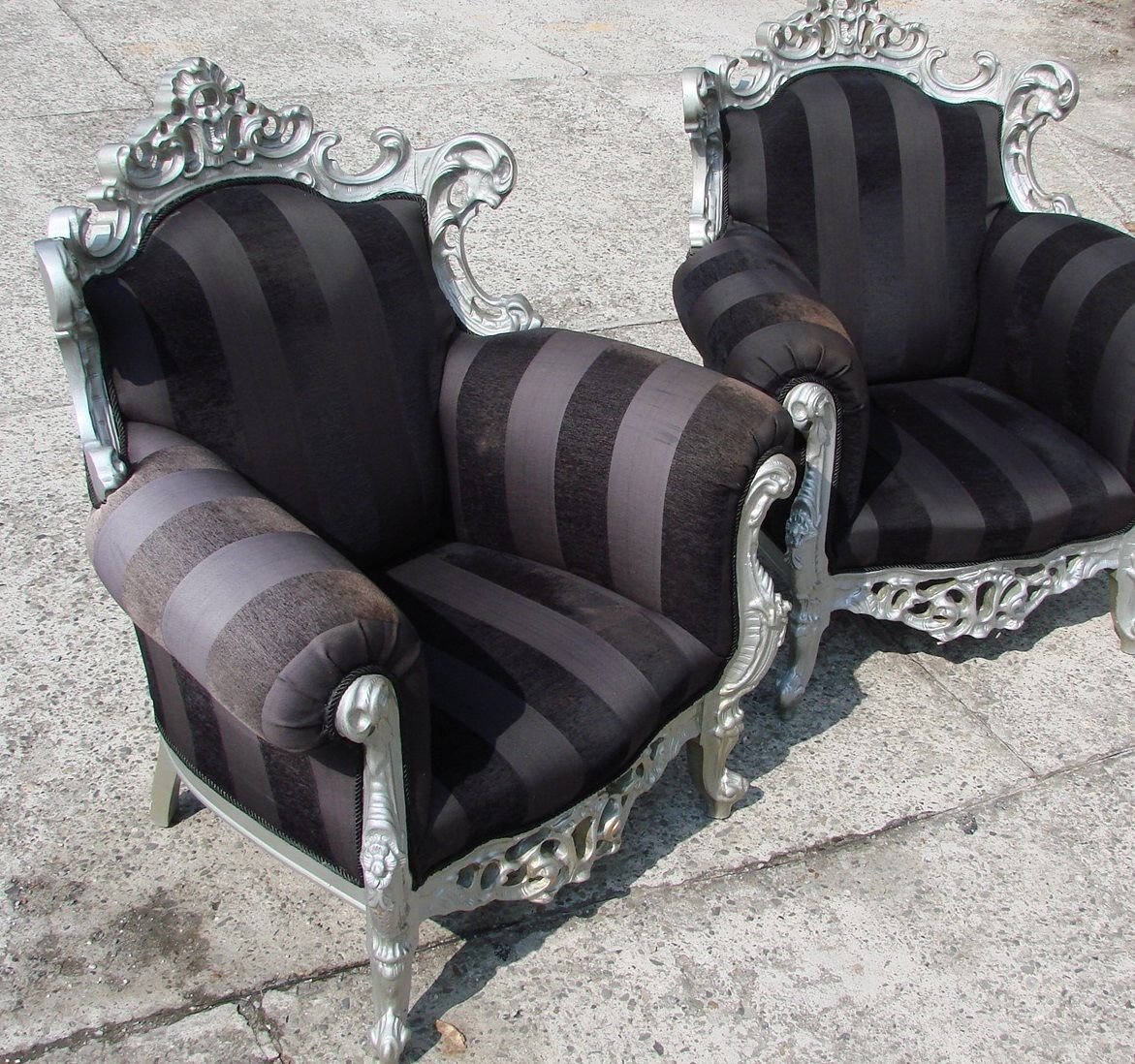 A Pair Of Vintage Armchairs, 1980s, Lacquered Wood And Fabric photo buy