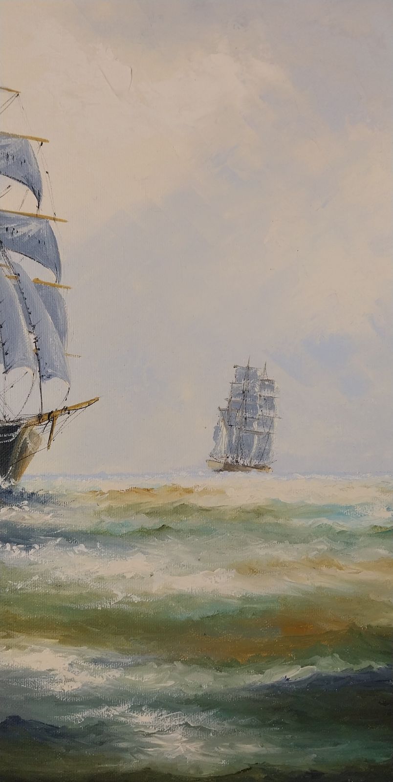 Seascape Oil On Canvass Tall Ships Marine Picture By Ken Hammond photo Art