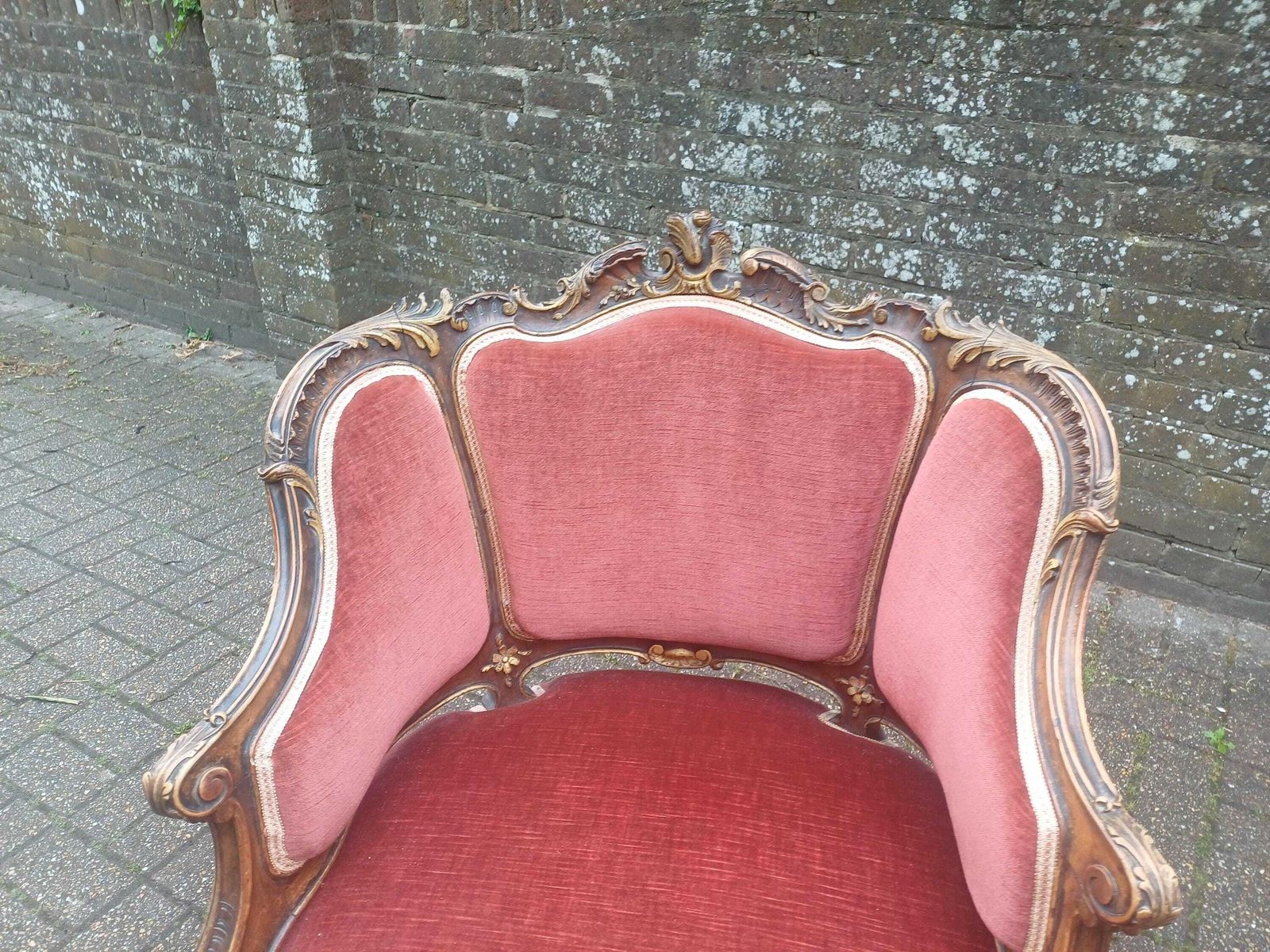 Pair Of Ornate Victorian Rococo Armchairs Mahogany French Style Gold Gilt Upholstery Free Hand Delivery photo Furniture