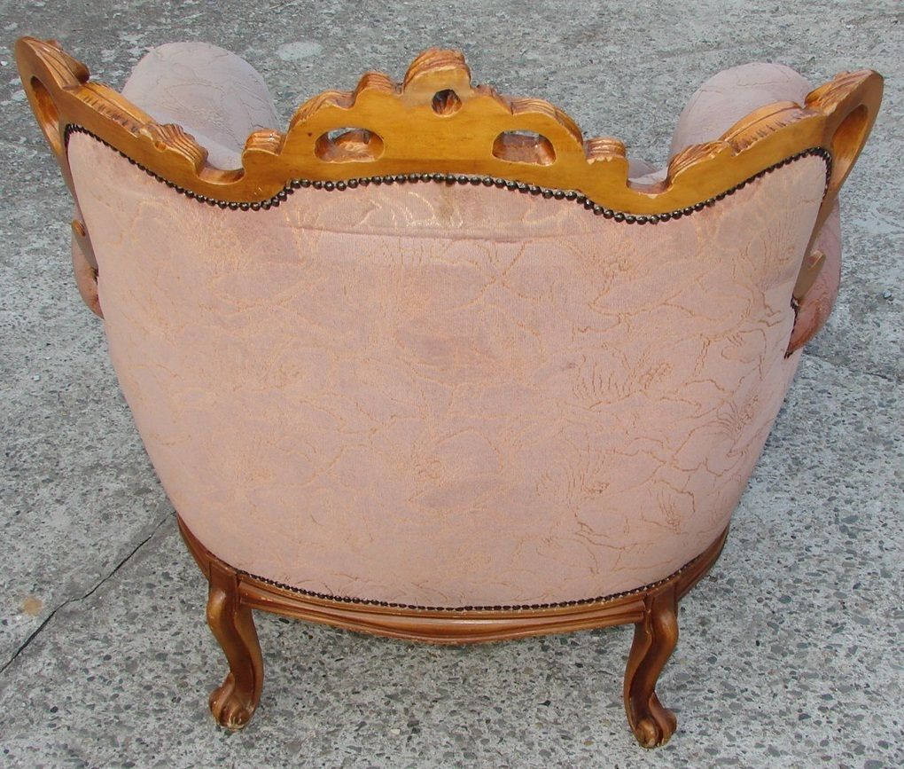 Vintage Franse Fauteuil, Jaren 1960, Gesneden Hout, Veren photo vinterior